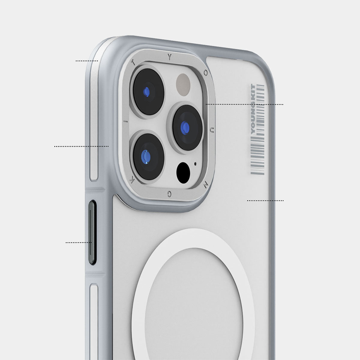 Apple iPhone 15 Pro Max Kılıf M-safe Şarj Özellikli Youngkit Rock Sand Serisi Kapak