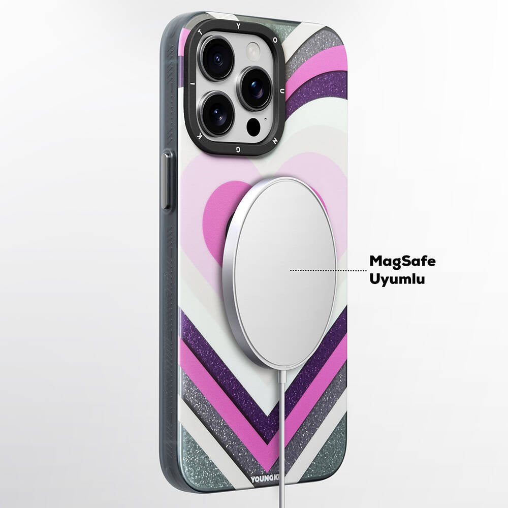 Apple iPhone 15 Pro  Max Kılıf M-safe Şarj Özellikli Youngkit Star Dazzle Serisi Kapak
