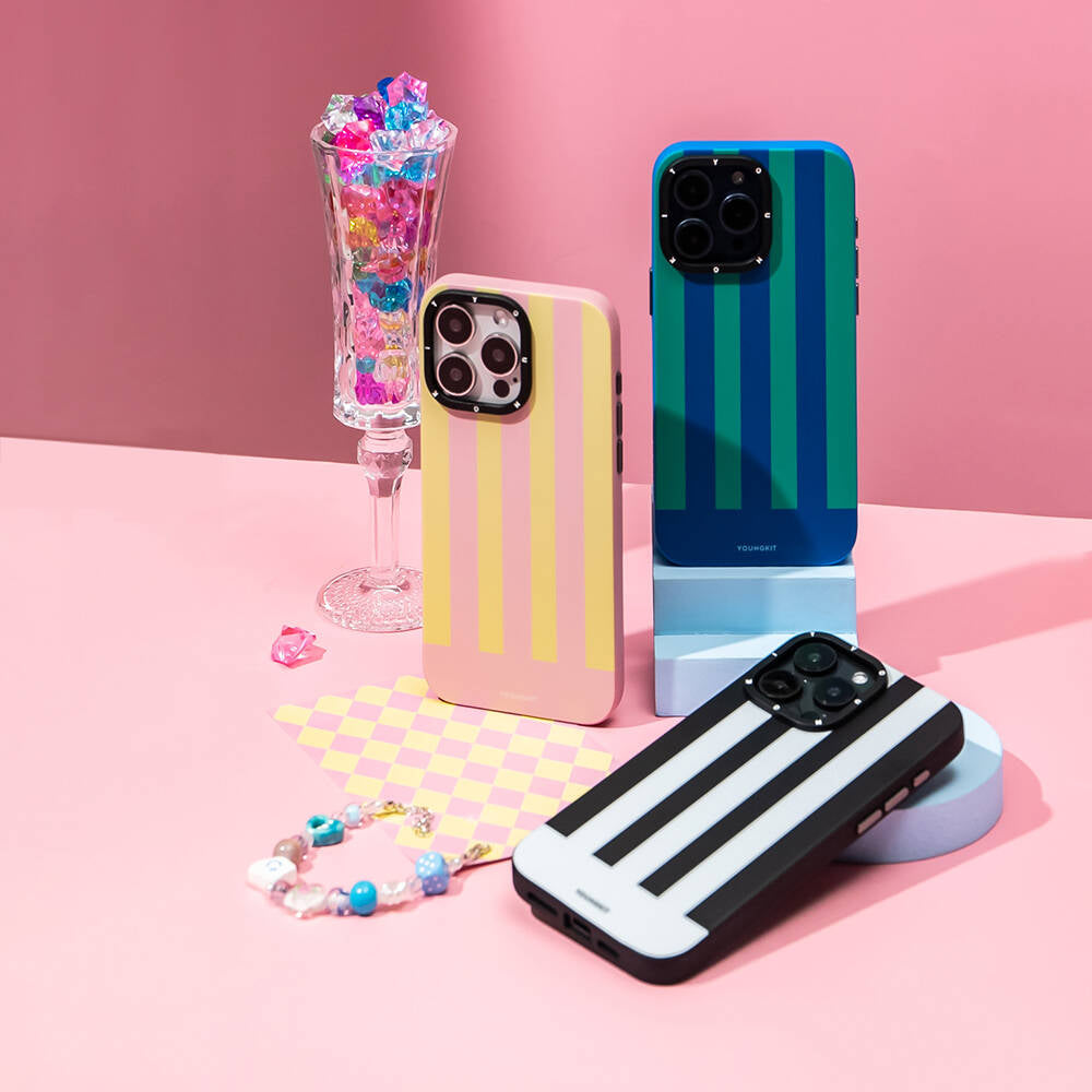 Apple iPhone 15 Pro Max Kılıf M-safe Şarj Özellikli Youngkit Striped Piano Keys Serisi Kapak