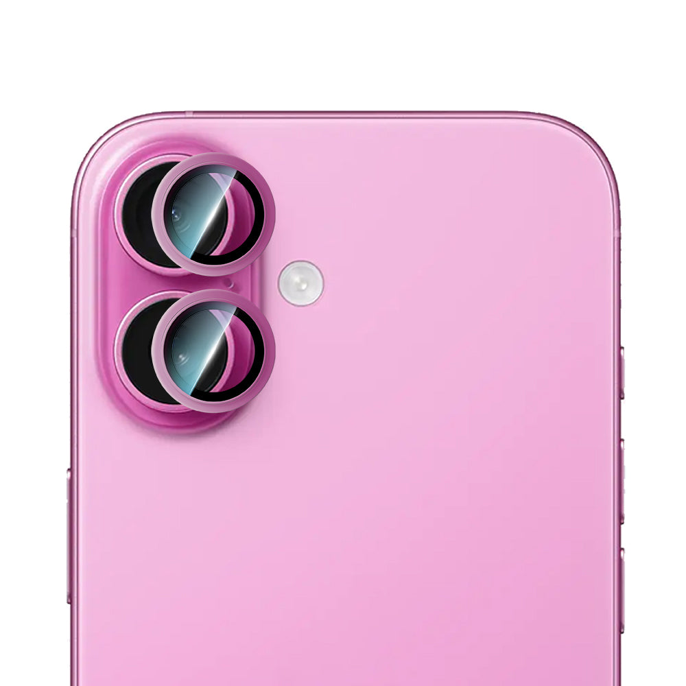iPhone 16 Uyumlu CaseWorld Alloy Serisi Oleofobik Anti Reflective Kamera Lens Koruyucu Pembe