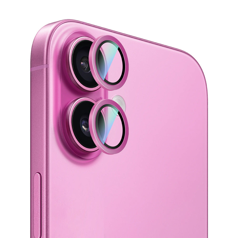 iPhone 16 Uyumlu CaseWorld Alloy Serisi Oleofobik Anti Reflective Kamera Lens Koruyucu Pembe