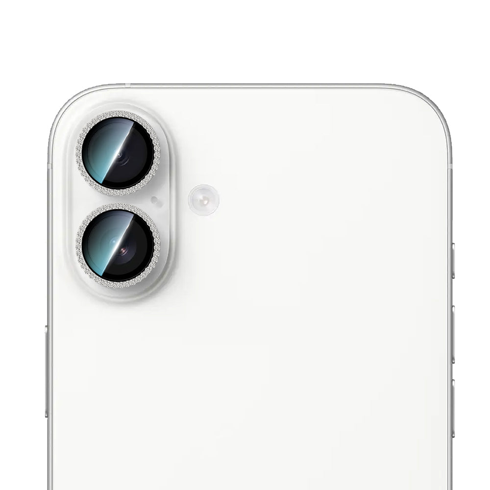 iPhone 16 Uyumlu CaseWorld Alloy Sparkling Diamond Serisi Taşlı Lens Koruyucu Gümüş