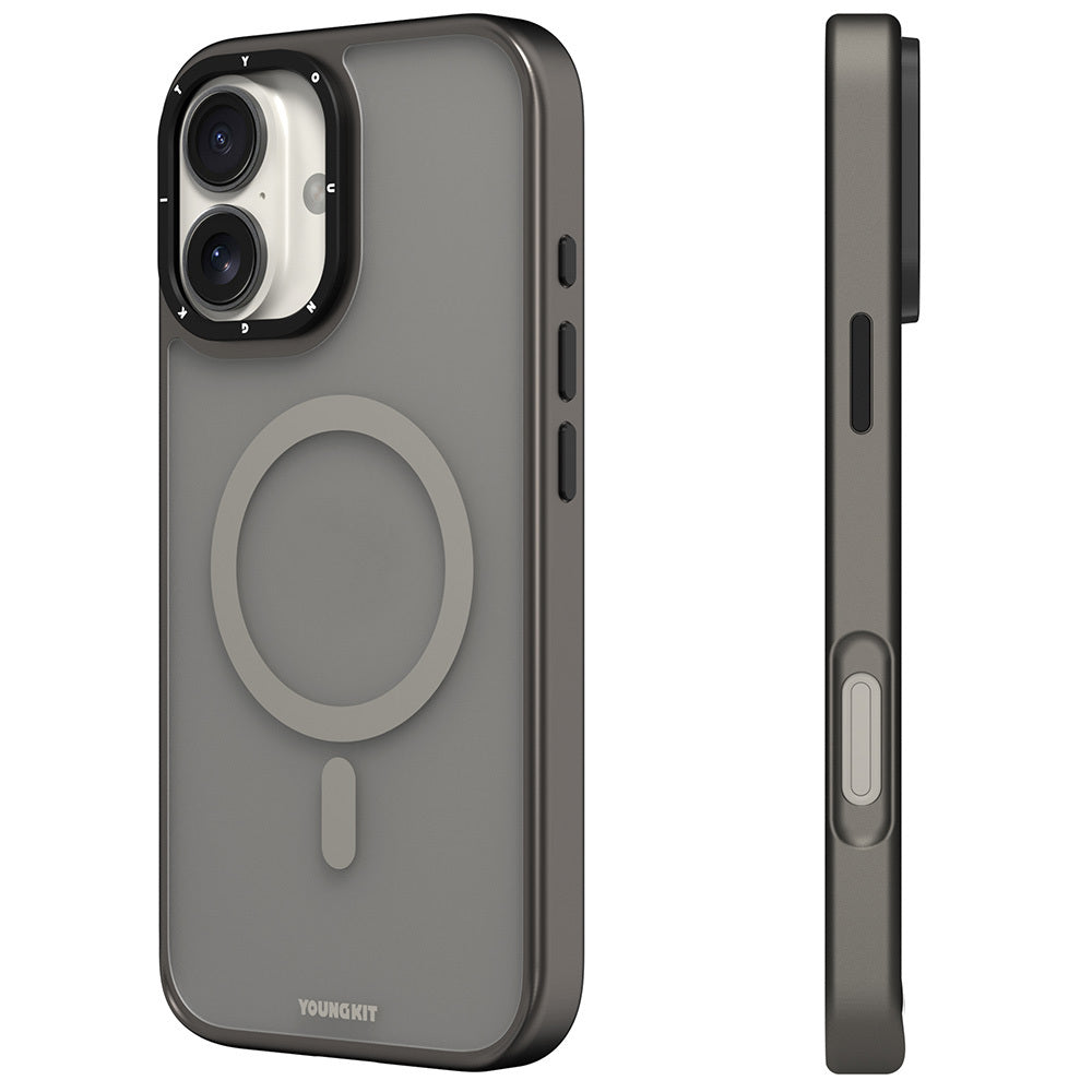 Apple iPhone 16 Kılıf M-safe Şarj Özellikli Cam Arka Yüzey TPU Youngkit Gemstone Serisi Kapak
