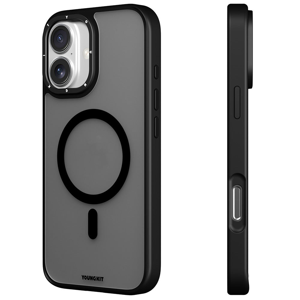 Apple iPhone 16 Kılıf M-safe Şarj Özellikli Cam Arka Yüzey TPU Youngkit Gemstone Serisi Kapak