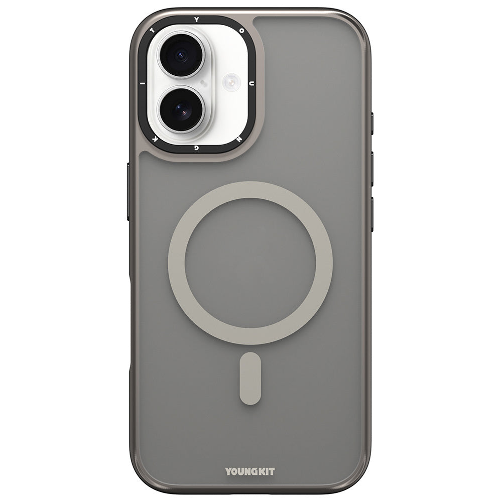 Apple iPhone 16 Kılıf M-safe Şarj Özellikli Cam Arka Yüzey TPU Youngkit Gemstone Serisi Kapak