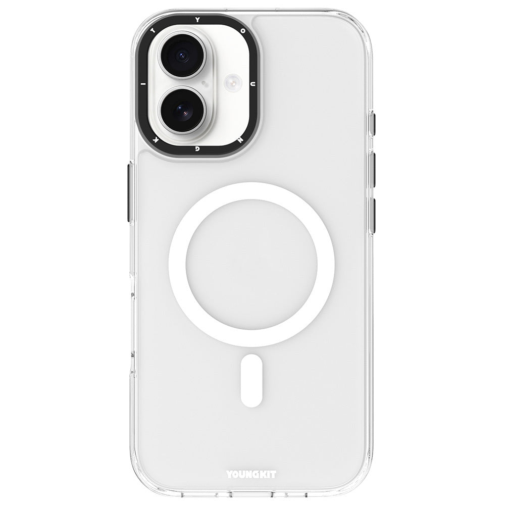 Apple iPhone 16 Kılıf M-safe Şarj Özellikli Cam Arka Yüzey TPU Youngkit Gemstone Serisi Kapak
