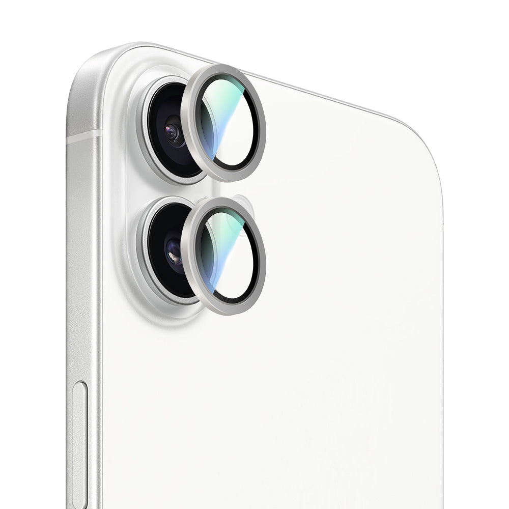 iPhone 16 Plus Uyumlu CaseWorld Alloy Serisi Oleofobik Anti Reflective Kamera Lens Koruyucu Gümüş