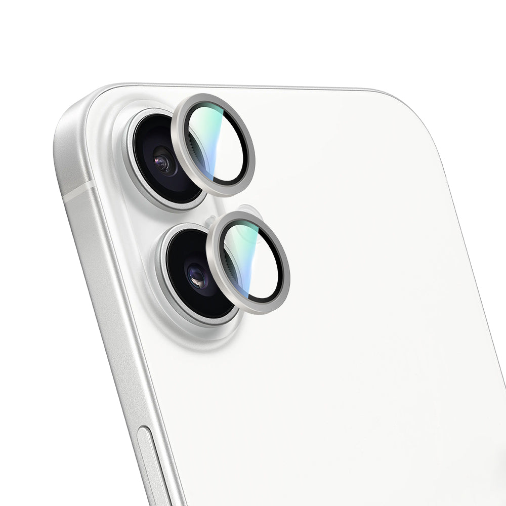 iPhone 16 Plus Uyumlu CaseWorld Alloy Serisi Oleofobik Anti Reflective Kamera Lens Koruyucu Gümüş
