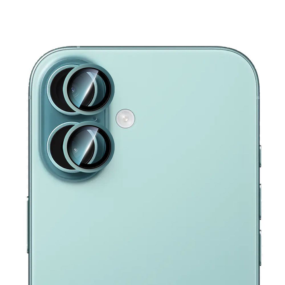 iPhone 16 Plus Uyumlu CaseWorld Alloy Two-Color Serisi Lens Koruyucu Yeşil