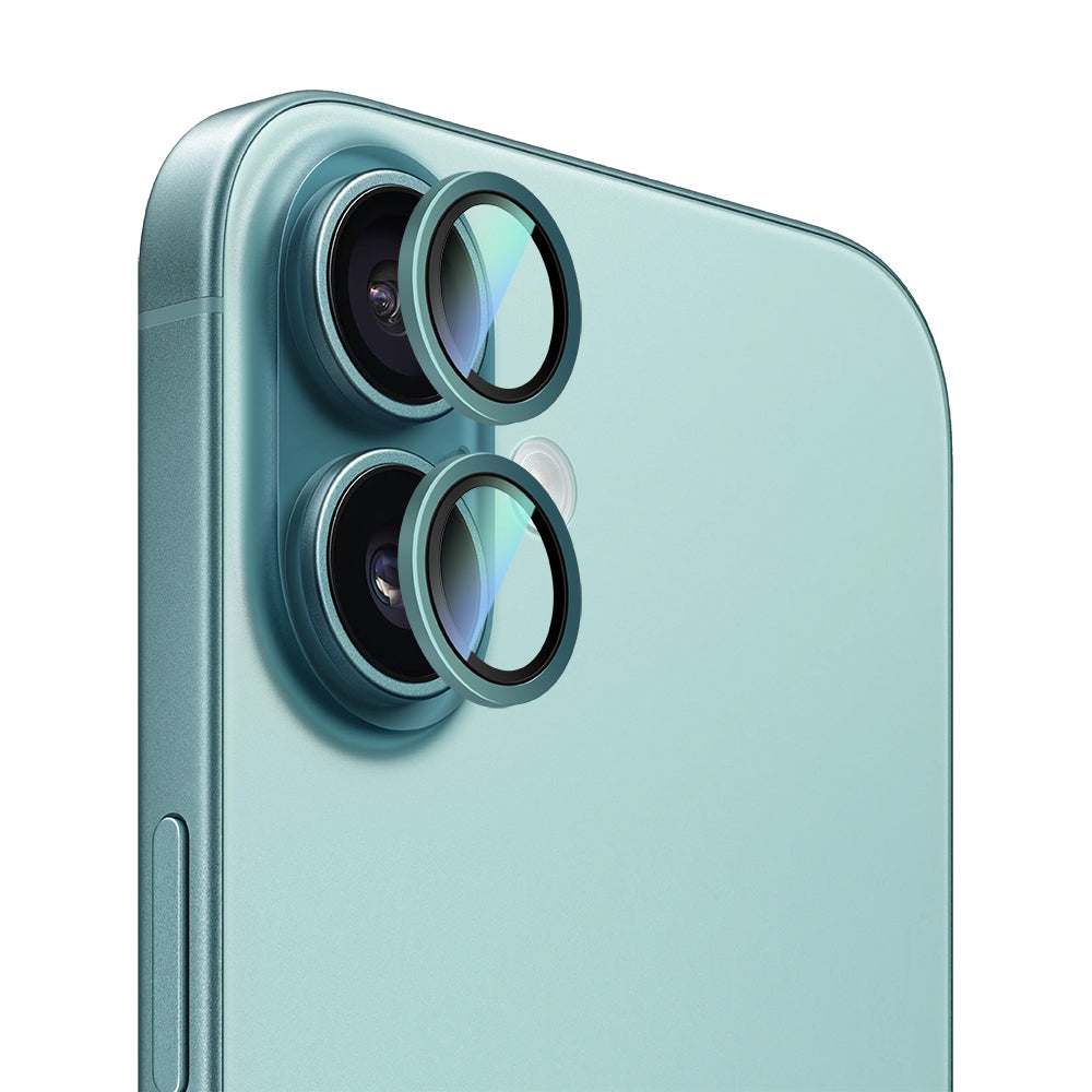 iPhone 16 Plus Uyumlu CaseWorld Alloy Two-Color Serisi Lens Koruyucu Yeşil