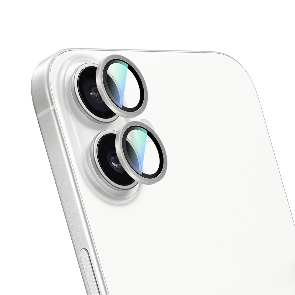 iPhone 16 Plus Uyumlu CaseWorld Alloy Two-Color Serisi Lens Koruyucu Gümüş