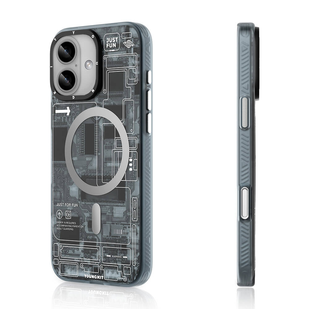 Apple iPhone 16 Plus Kılıf M-safe Şarj Özellikli Youngkit Technology Serisi Kapak