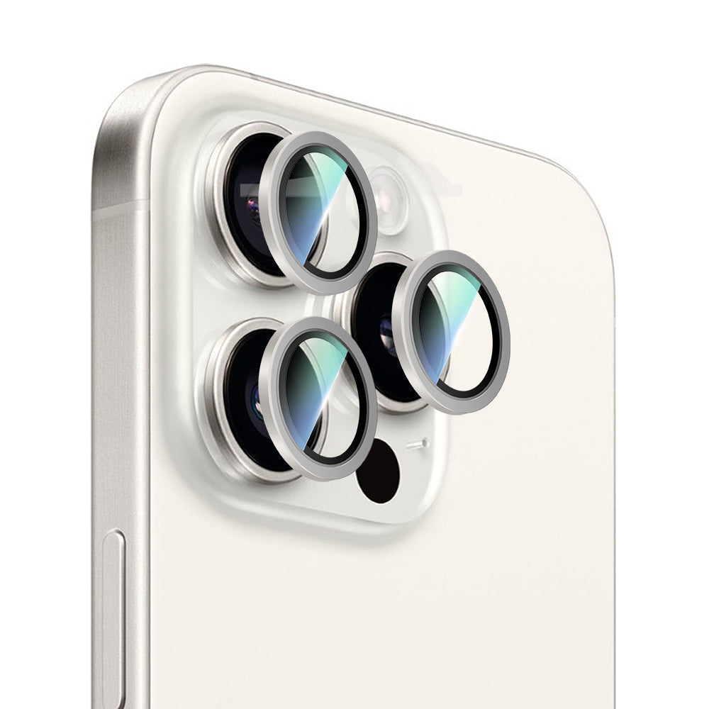 iPhone 16 Pro Uyumlu CaseWorld Alloy Serisi Oleofobik Anti Reflective Kamera Lens Koruyucu Gümüş