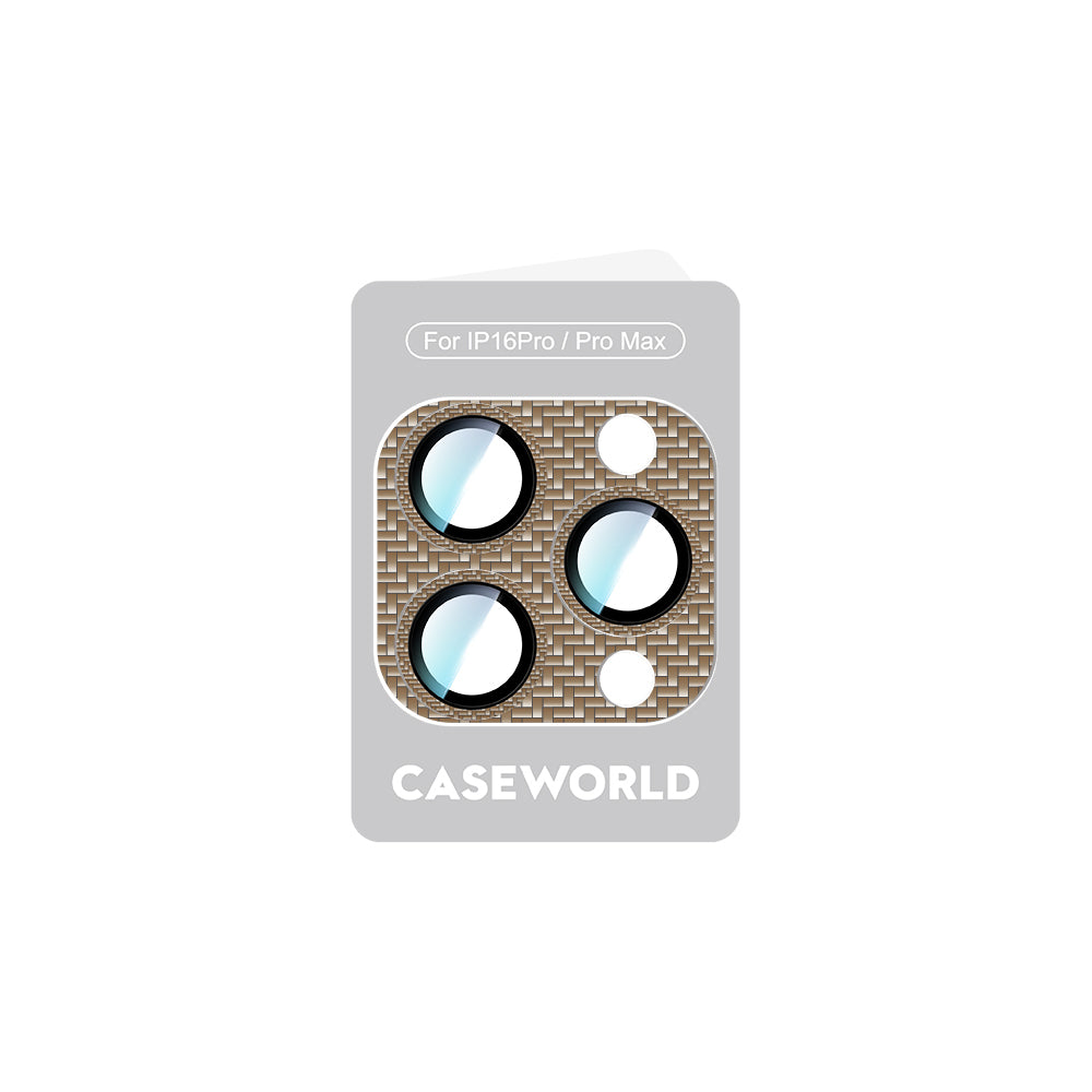 iPhone 16 Pro CaseWorld Karbon Fiber Serisi Anti Reflective Full Kamera Lens Koruyucu Gold