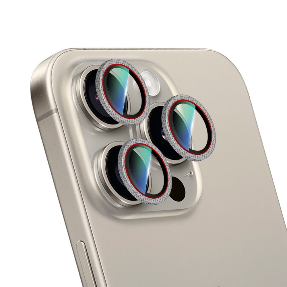 iPhone 16 Pro CaseWorld Karbon Fiber Serisi Anti Reflective Kamera Lens Koruyucu Titanyum-Kırmızı