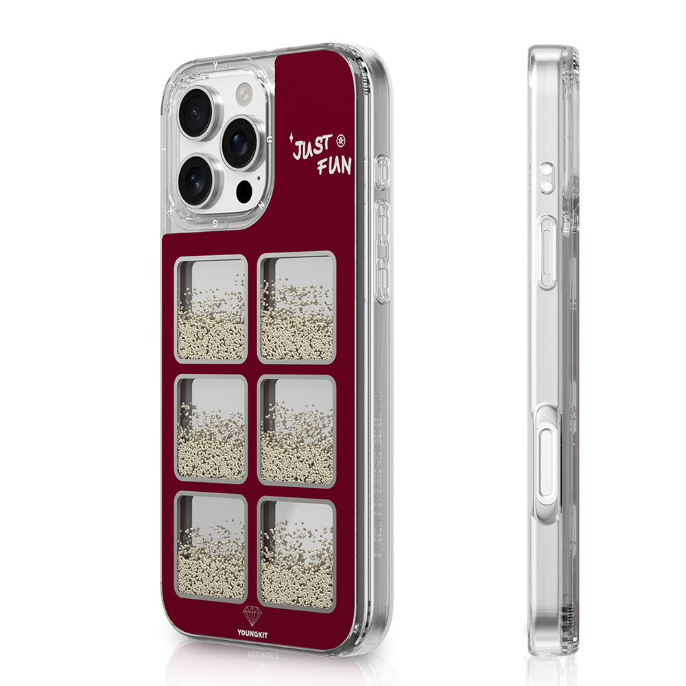 iPhone 16 Pro Kılıf Aynalı ve Boncuklu Tasarım Youngkit Spirit Serisi Kapak Mürdüm