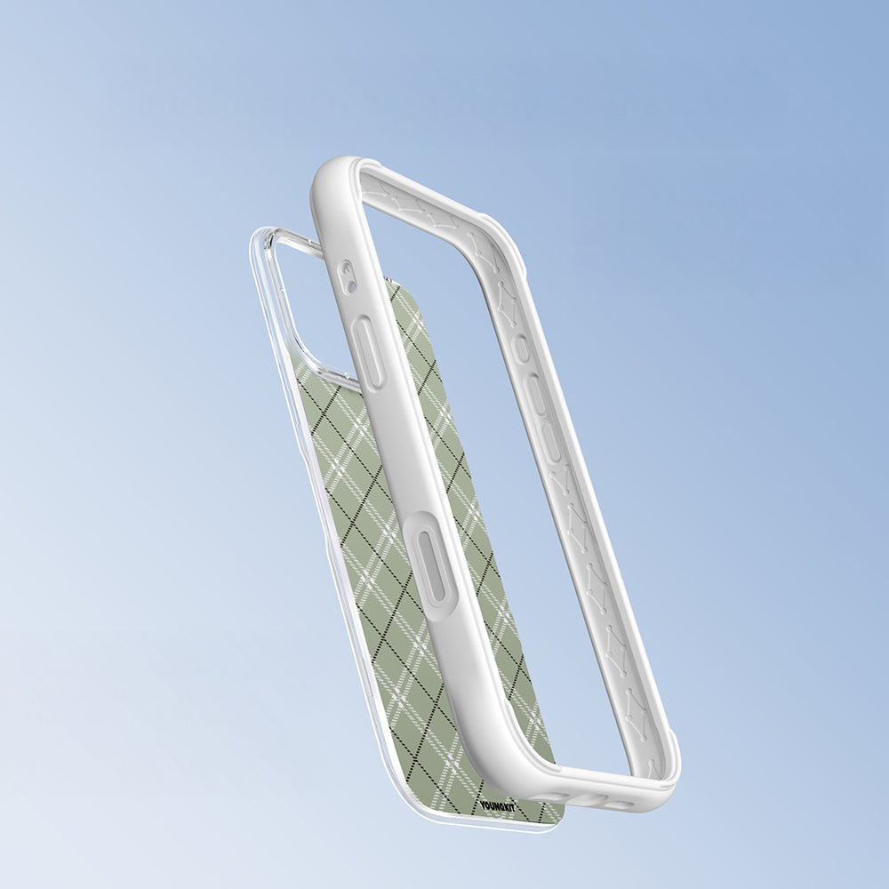 iPhone 16 Pro Uyumlu Kılıf M-safe Şarj Özellikli Youngkit Argyle Serisi Kapak Açık Yeşil