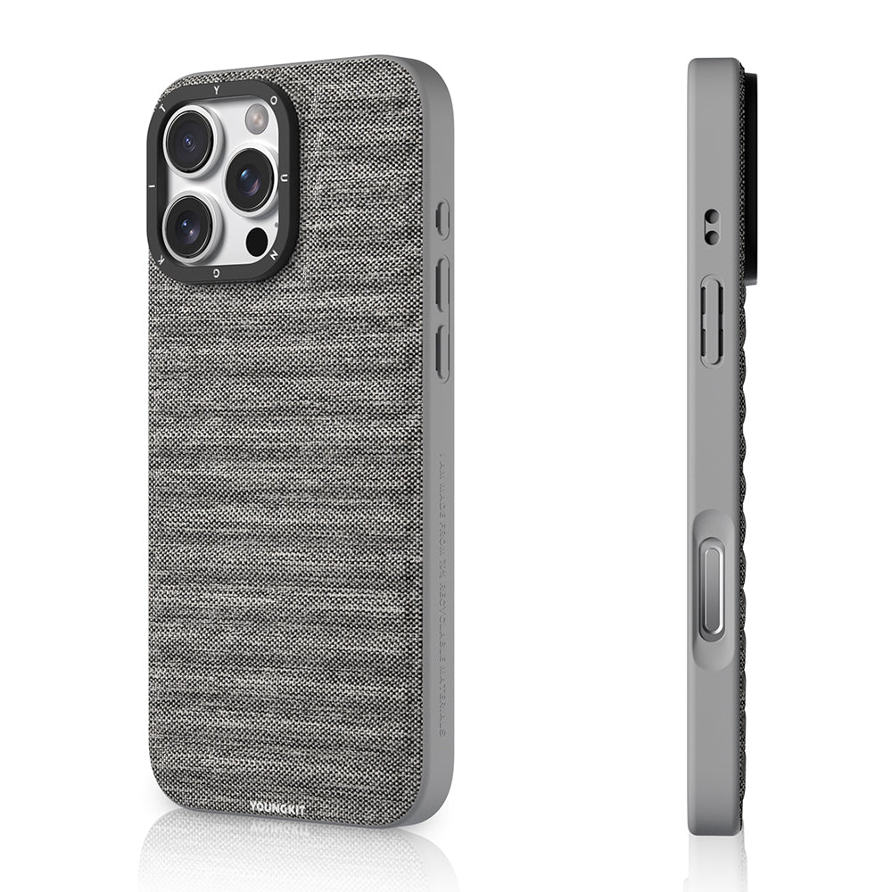 iPhone 16 Pro Uyumlu Kılıf M-safe Şarj Özellikli Youngkit Canvas Serisi Kapak Gri