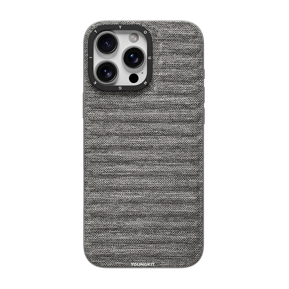 iPhone 16 Pro Uyumlu Kılıf M-safe Şarj Özellikli Youngkit Canvas Serisi Kapak Gri