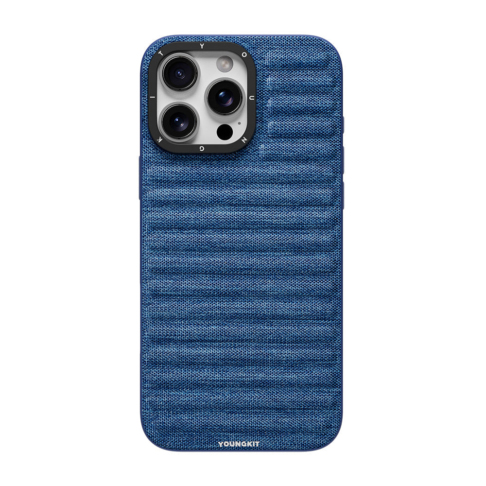 iPhone 16 Pro Uyumlu Kılıf M-safe Şarj Özellikli Youngkit Canvas Serisi Kapak Mavi