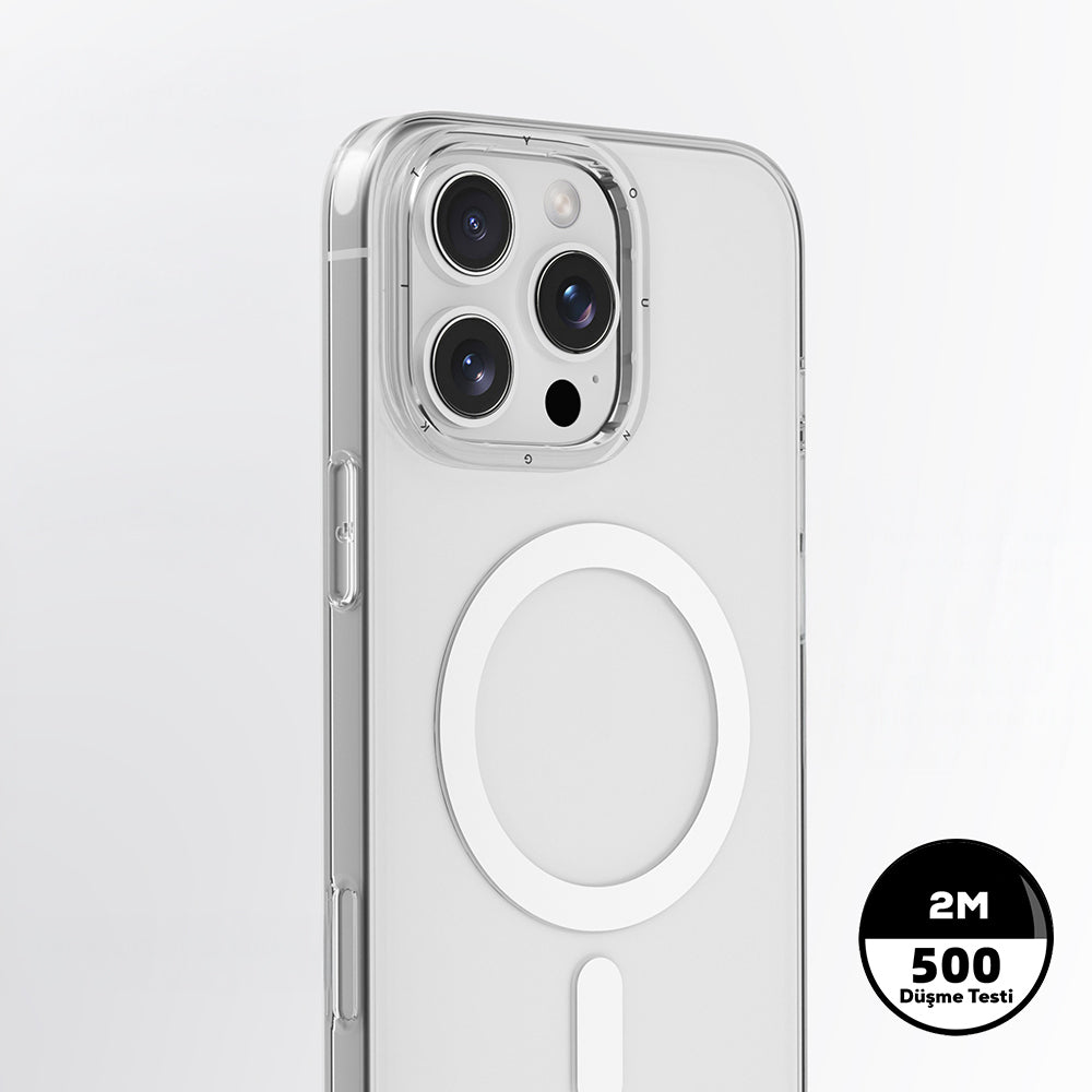iPhone 16 Pro Uyumlu Kılıf M-safe Şarj Özellikli Youngkit Ice Serisi Kapak Şeffaf
