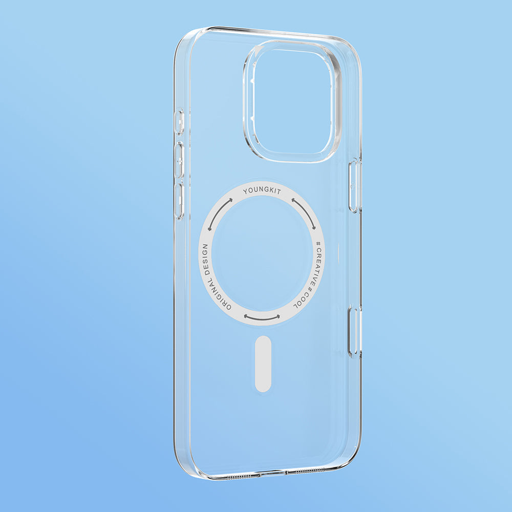 iPhone 16 Pro Uyumlu Kılıf M-safe Şarj Özellikli Youngkit Ice Serisi Kapak Şeffaf