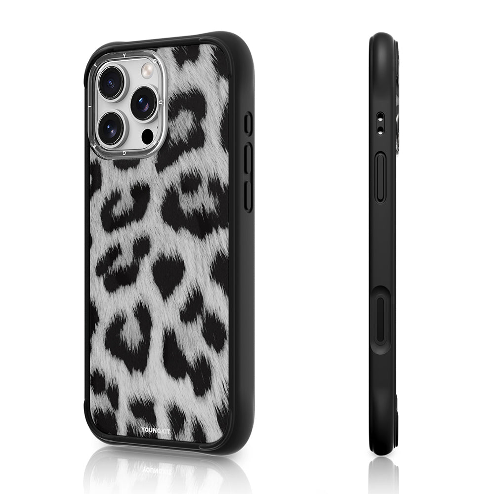 iPhone 16 Pro Uyumlu Kılıf M-safe Şarj Özellikli Youngkit Leopard Serisi Kapak Siyah
