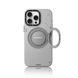 Apple iPhone 16 Pro Kılıf M-safe Şarj Özellikli 360° Standlı Basit Mat Deri Desenli Youngkit Tech Leather Serisi Kapak