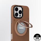 Apple iPhone 16 Pro Kılıf M-safe Şarj Özellikli 360° Standlı Basit Mat Deri Desenli Youngkit Tech Leather Serisi Kapak