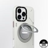 Apple iPhone 16 Pro Kılıf M-safe Şarj Özellikli 360° Standlı Basit Mat Deri Desenli Youngkit Tech Leather Serisi Kapak