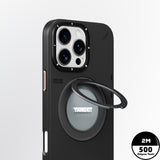 Apple iPhone 16 Pro Kılıf M-safe Şarj Özellikli 360° Standlı Basit Mat Deri Desenli Youngkit Tech Leather Serisi Kapak