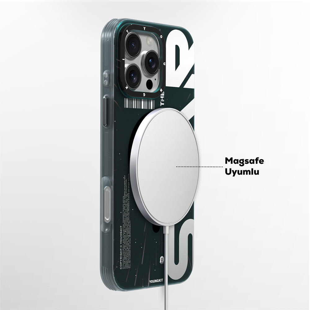 Apple iPhone 16 Pro Kılıf M-safe Şarj Özellikli Airbagli Hologram Tasarımlı Youngkit Interstellar Serisi Kapak