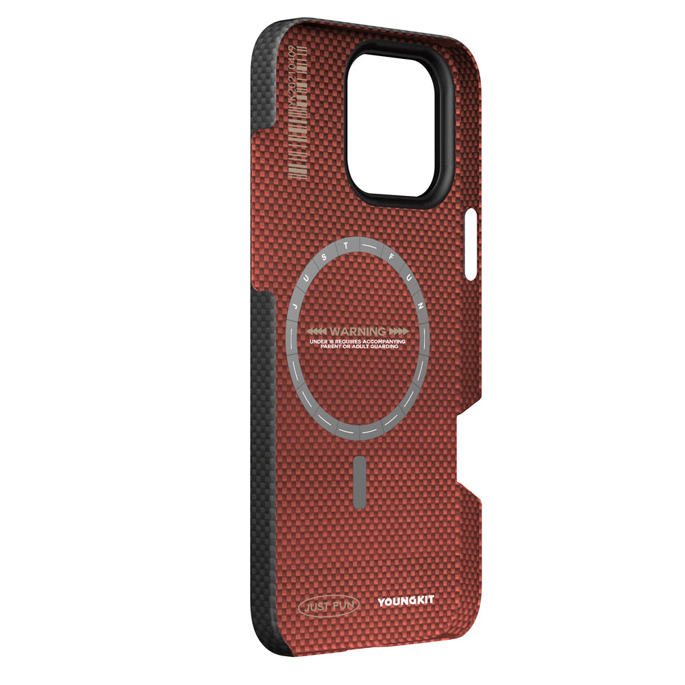 Apple iPhone 16 Pro Kılıf M-safe Şarj Özellikli Aramid Fiber Youngkit 1500D Kevlar Extreme Wing Serisi Kapak