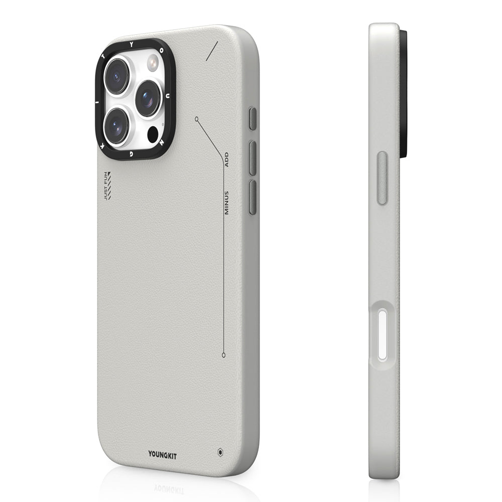 Apple iPhone 16 Pro Kılıf M-safe Şarj Özellikli Basit Mat Deri Desenli Youngkit Tech Fashion Serisi Kapak