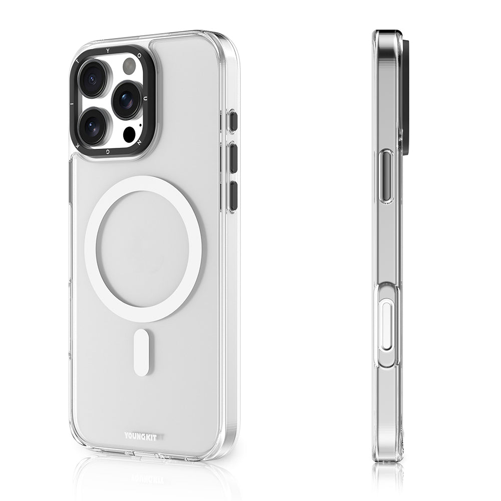 Apple iPhone 16 Pro Kılıf M-safe Şarj Özellikli Cam Arka Yüzey TPU Youngkit Gemstone Serisi Kapak