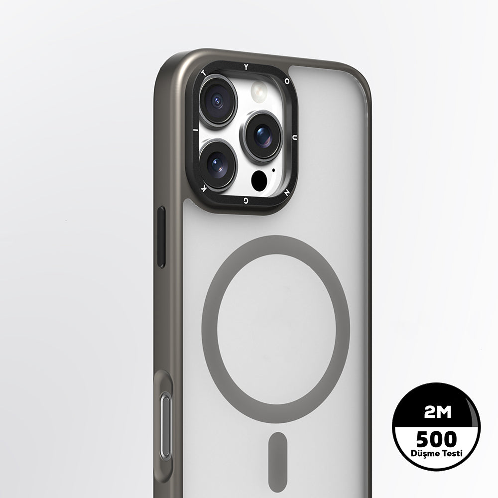 Apple iPhone 16 Pro Kılıf M-safe Şarj Özellikli Cam Arka Yüzey TPU Youngkit Gemstone Serisi Kapak