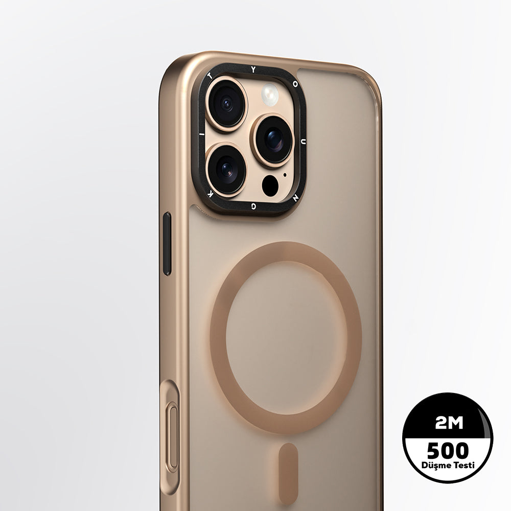 Apple iPhone 16 Pro Kılıf M-safe Şarj Özellikli Cam Arka Yüzey TPU Youngkit Gemstone Serisi Kapak