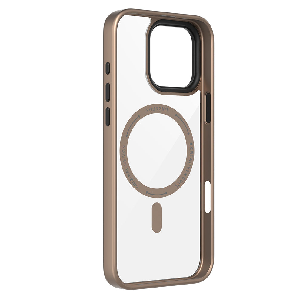 Apple iPhone 16 Pro Kılıf M-safe Şarj Özellikli Cam Arka Yüzey TPU Youngkit Gemstone Serisi Kapak