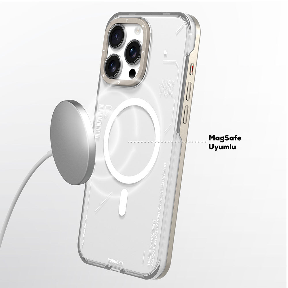 Apple iPhone 16 Pro Kılıf M-safe Şarj Özellikli Çıkarılabilir Arka Yüzeyli Youngkit Mecha Kapak