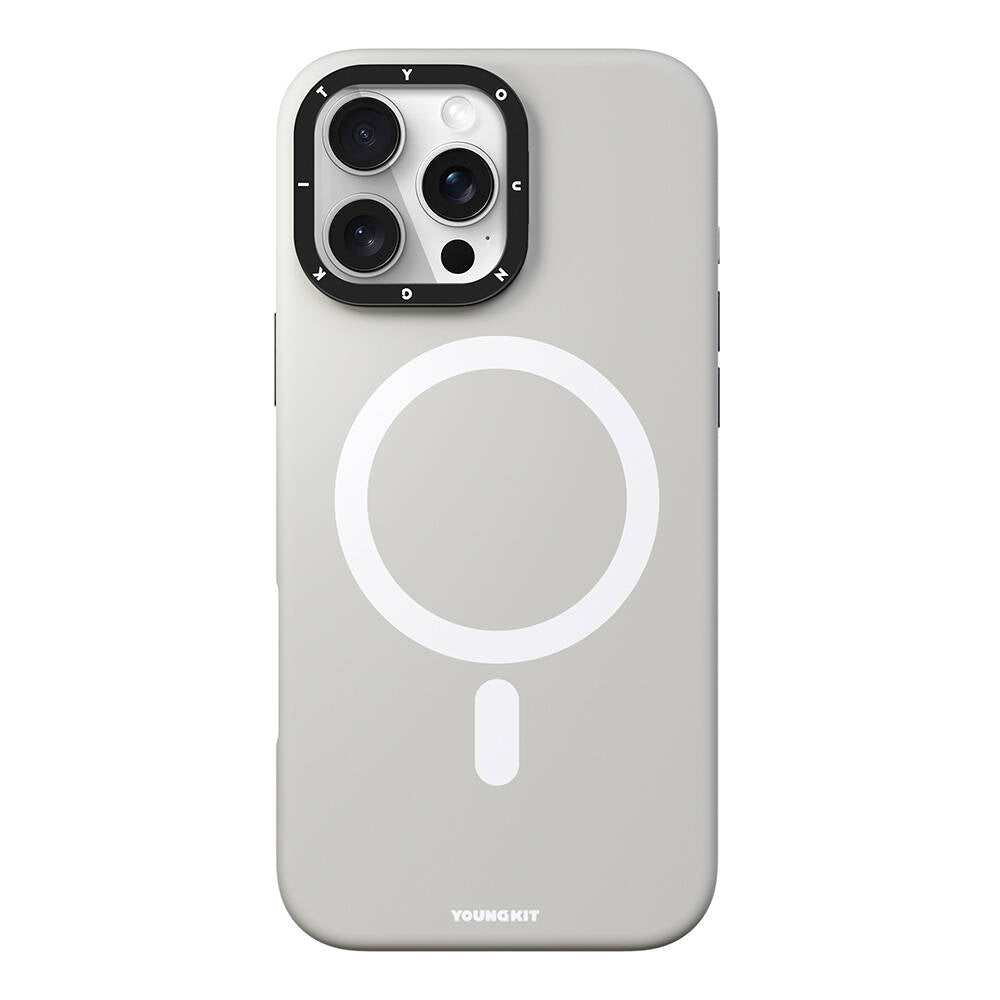 Apple iPhone 16 Pro Kılıf M-safe Şarj Özellikli Kamera Standlı Youngkit Bitty Cream Kapak