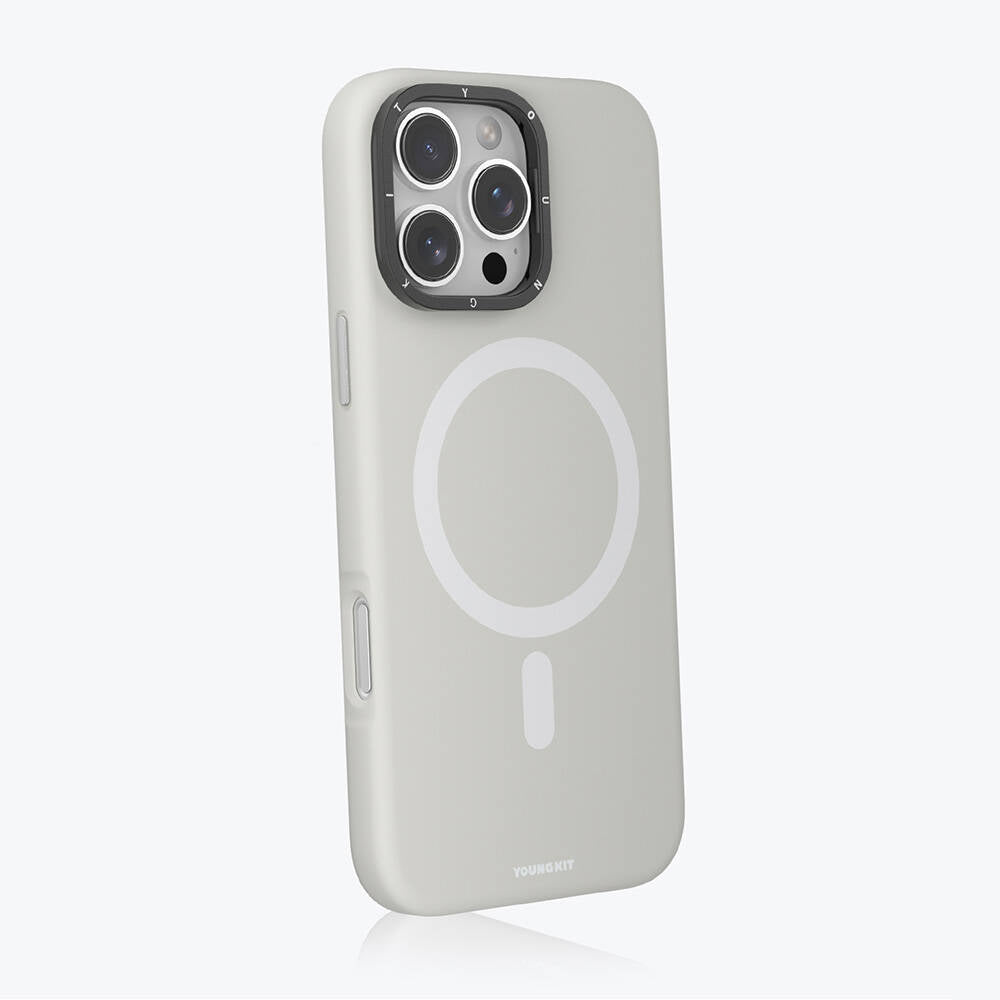 Apple iPhone 16 Pro Kılıf M-safe Şarj Özellikli Kamera Standlı Youngkit Bitty Cream Kapak