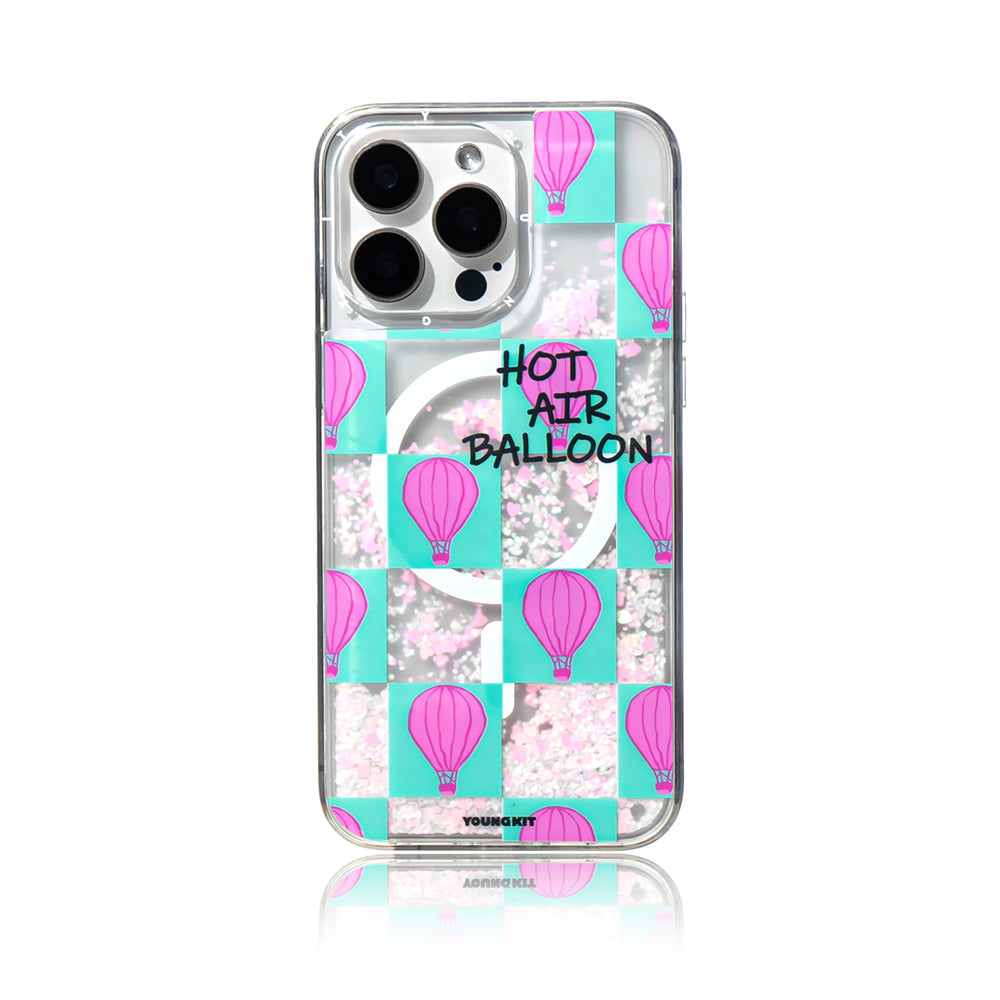 Apple iPhone 16 Pro Kılıf M-safe Şarj Özellikli Parlak Kumlu Sıvılı Youngkit Pink Dream Quicksand Serisi Kapak