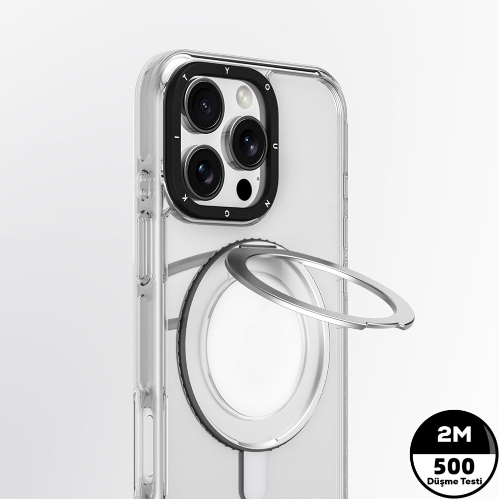 Apple iPhone 16 Pro Kılıf M-safe Şarj Özellikli Parmak Ring Standlı Youngkit Pivot Serisi Kapak