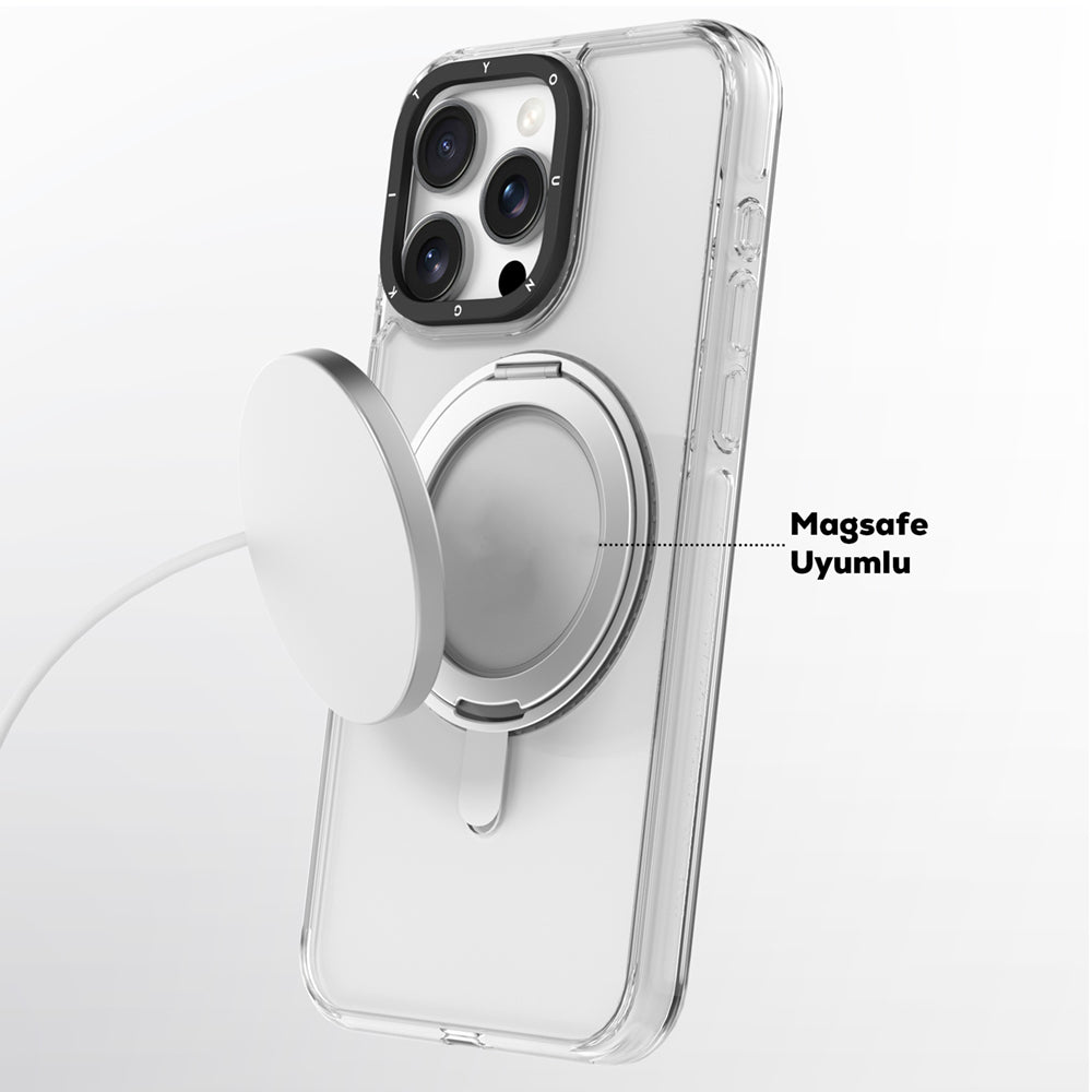 Apple iPhone 16 Pro Kılıf M-safe Şarj Özellikli Parmak Ring Standlı Youngkit Pivot Serisi Kapak
