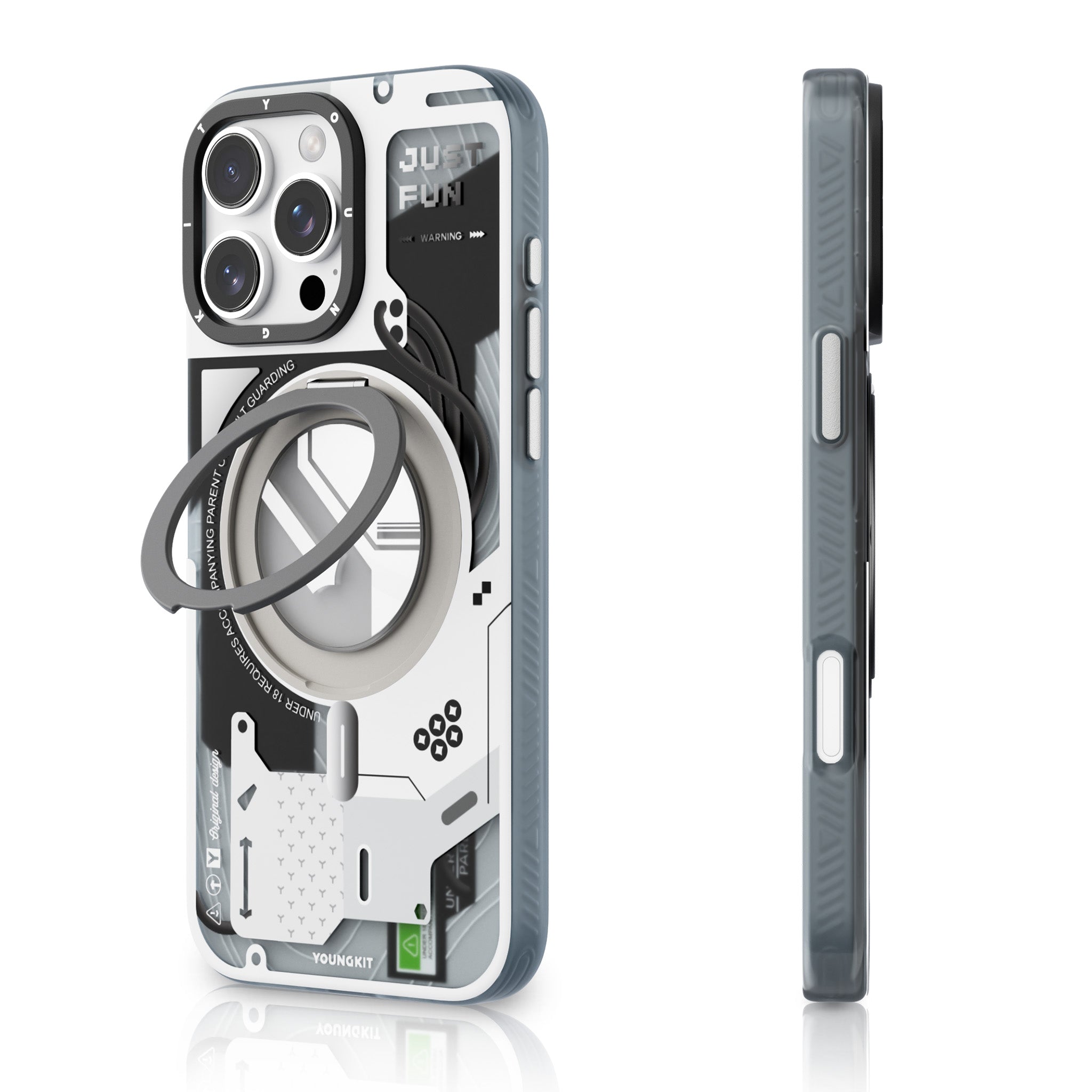 Apple iPhone 16 Pro Kılıf M-safe Şarj Özellikli Youngkit 360° Standlı Starship Serisi Kapak