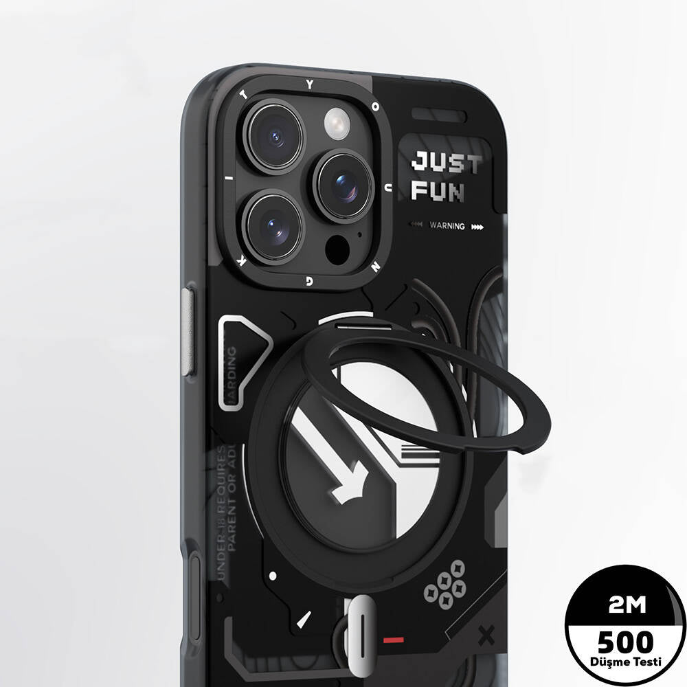 Apple iPhone 16 Pro Kılıf M-safe Şarj Özellikli Youngkit 360° Standlı Starship Serisi Kapak