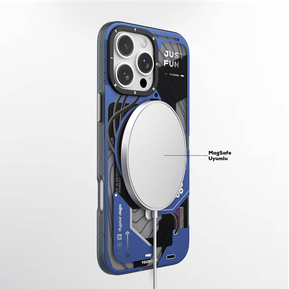 Apple iPhone 16 Pro Kılıf M-safe Şarj Özellikli Youngkit 360° Standlı Starship Serisi Kapak