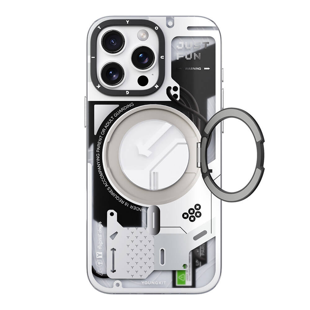 Apple iPhone 16 Pro Kılıf M-safe Şarj Özellikli Youngkit 360° Standlı Starship Serisi Kapak