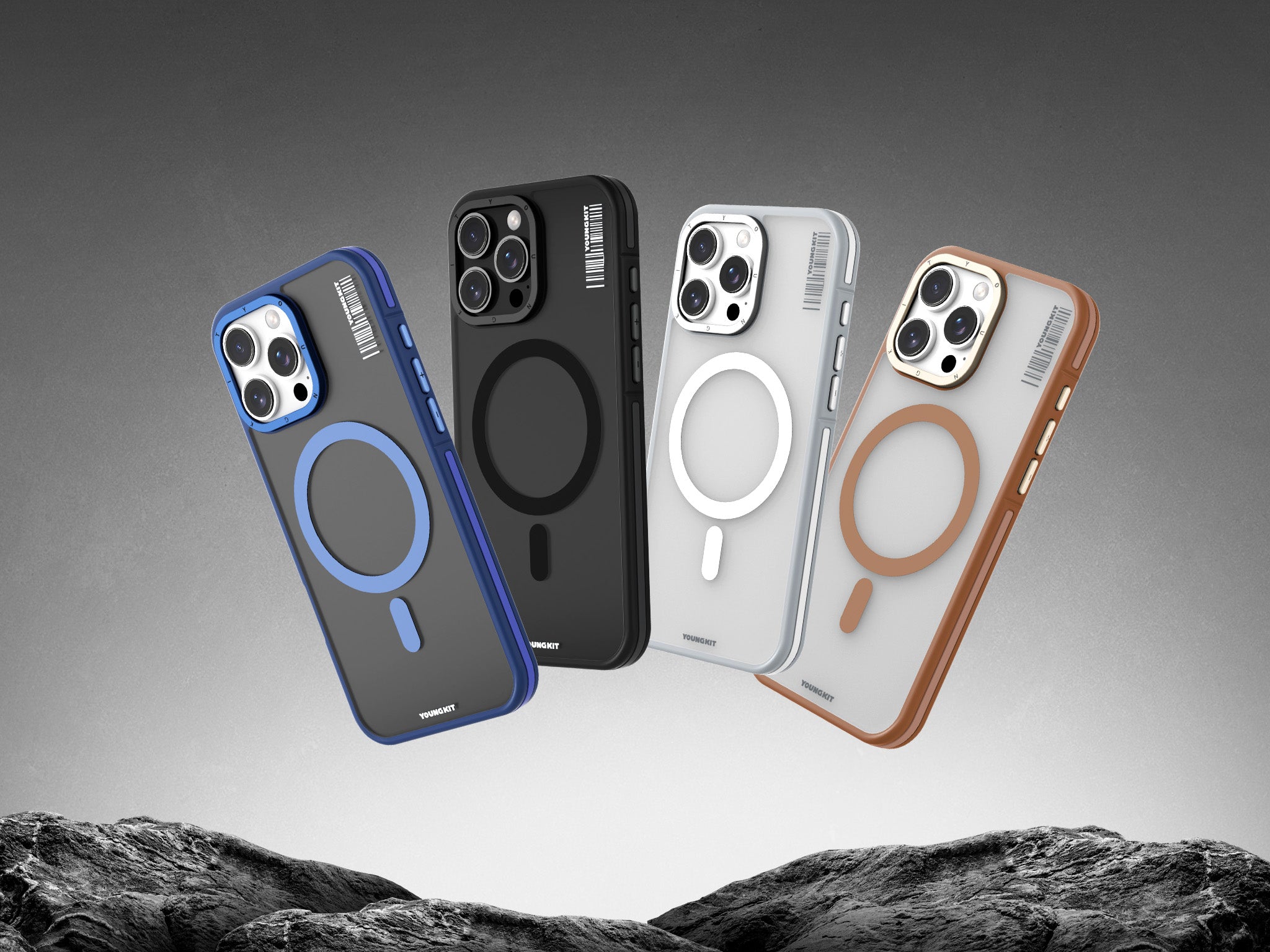 Apple iPhone 16 Pro Kılıf M-safe Şarj Özellikli Youngkit Rock Sand Serisi Kapak