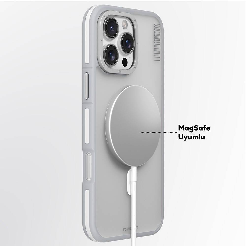 Apple iPhone 16 Pro Kılıf M-safe Şarj Özellikli Youngkit Rock Sand Serisi Kapak